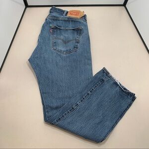 Levis 501 Mens Denim Blue Jeans Straight Leg S40196 Size 38x32 (See Pics)